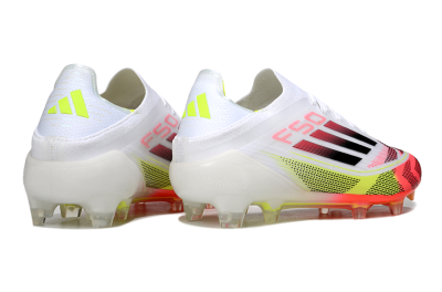 Men's Adidas F50 Elite FG Firm Ground Low-Tops Football Boots - White/Pink/Yellow