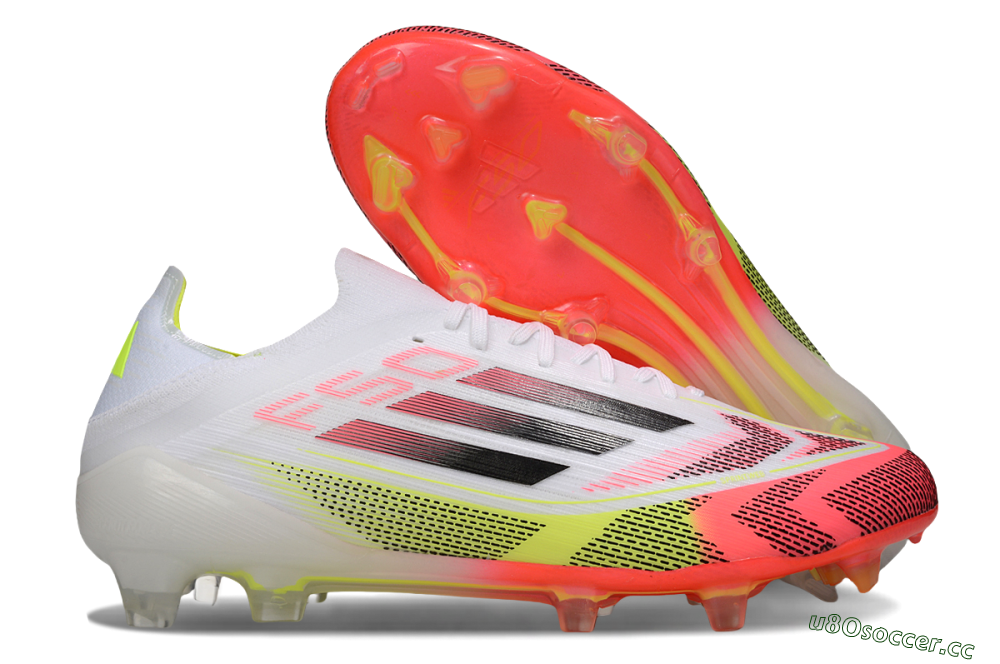 Men's Adidas F50 Elite FG Firm Ground Low-Tops Football Boots - White/Pink/Yellow 2