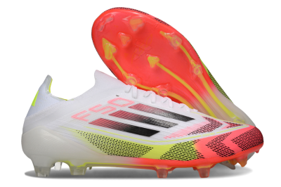 Men's Adidas F50 Elite FG Firm Ground Low-Tops Football Boots - White/Pink/Yellow