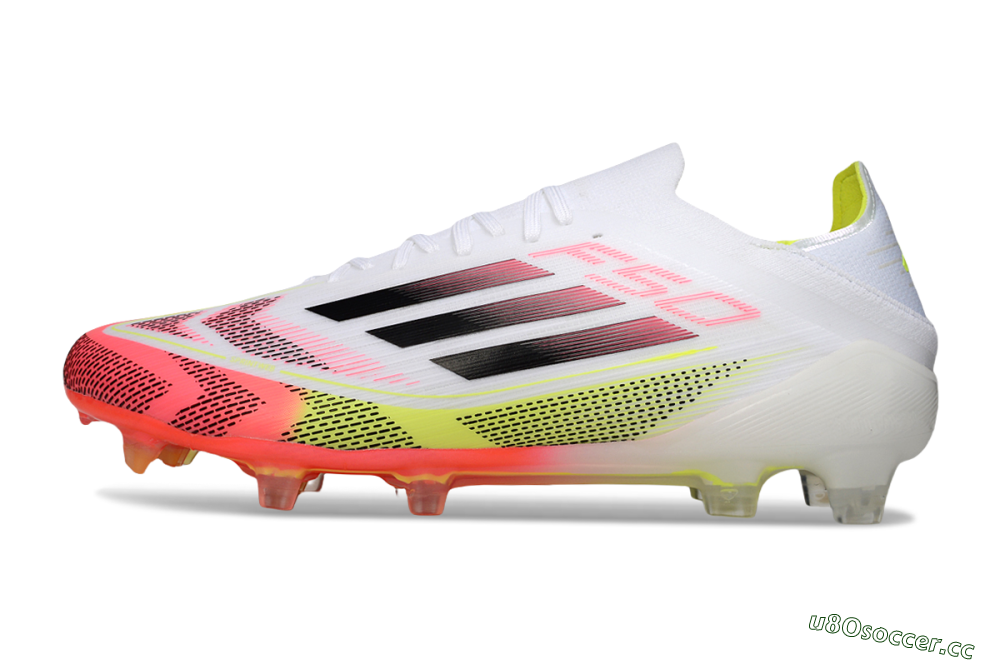 Men's Adidas F50 Elite FG Firm Ground Low-Tops Football Boots - White/Pink/Yellow 0