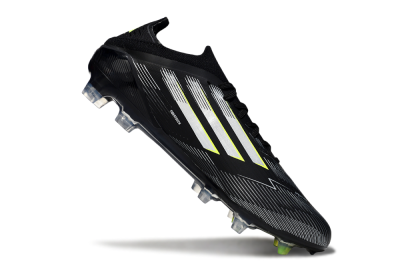 Men's Adidas F50 Elite FG Firm Ground Low-Tops Football Boots - Black/Silver/Yellow