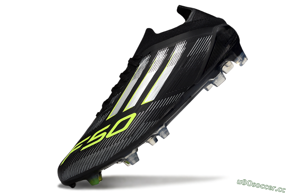 Men's Adidas F50 Elite FG Firm Ground Low-Tops Football Boots - Black/Silver/Yellow 5