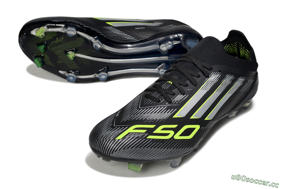 Men's Adidas F50 Elite FG Firm Ground Low-Tops Football Boots - Black/Silver/Yellow 3