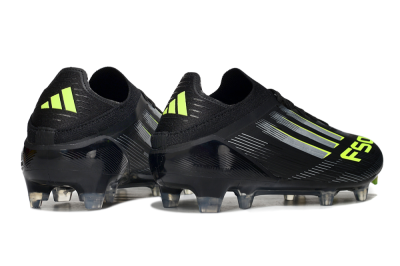 Men's Adidas F50 Elite FG Firm Ground Low-Tops Football Boots - Black/Silver/Yellow