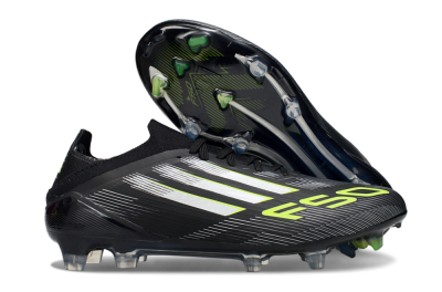 Men's Adidas F50 Elite FG Firm Ground Low-Tops Football Boots - Black/Silver/Yellow