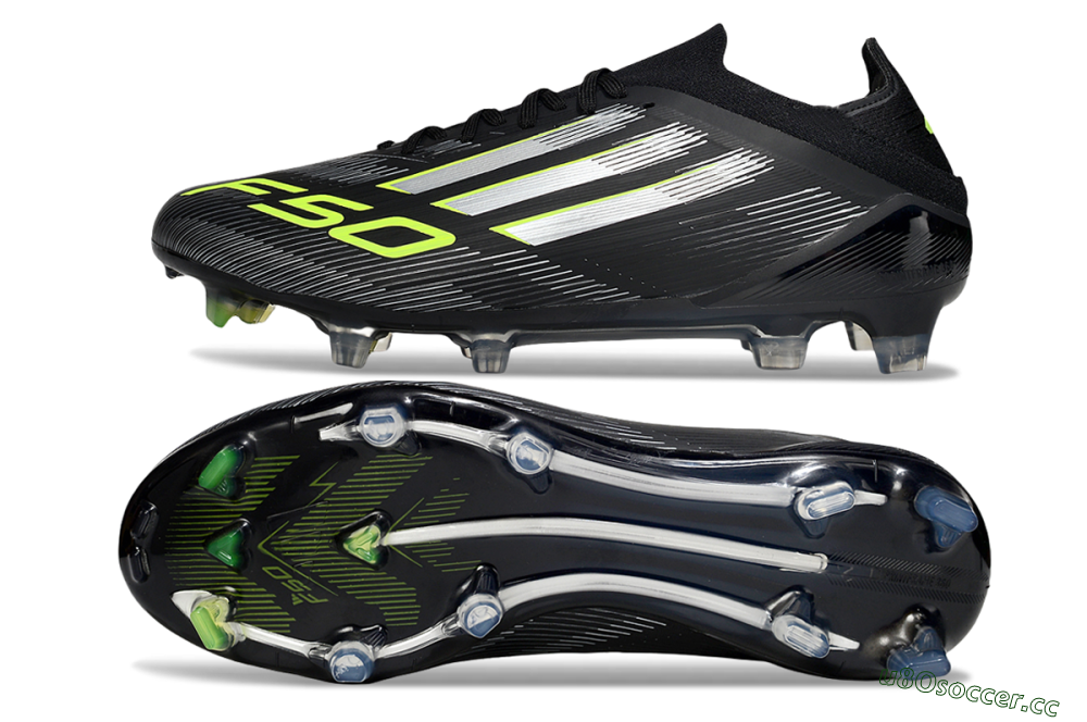 Men's Adidas F50 Elite FG Firm Ground Low-Tops Football Boots - Black/Silver/Yellow 1