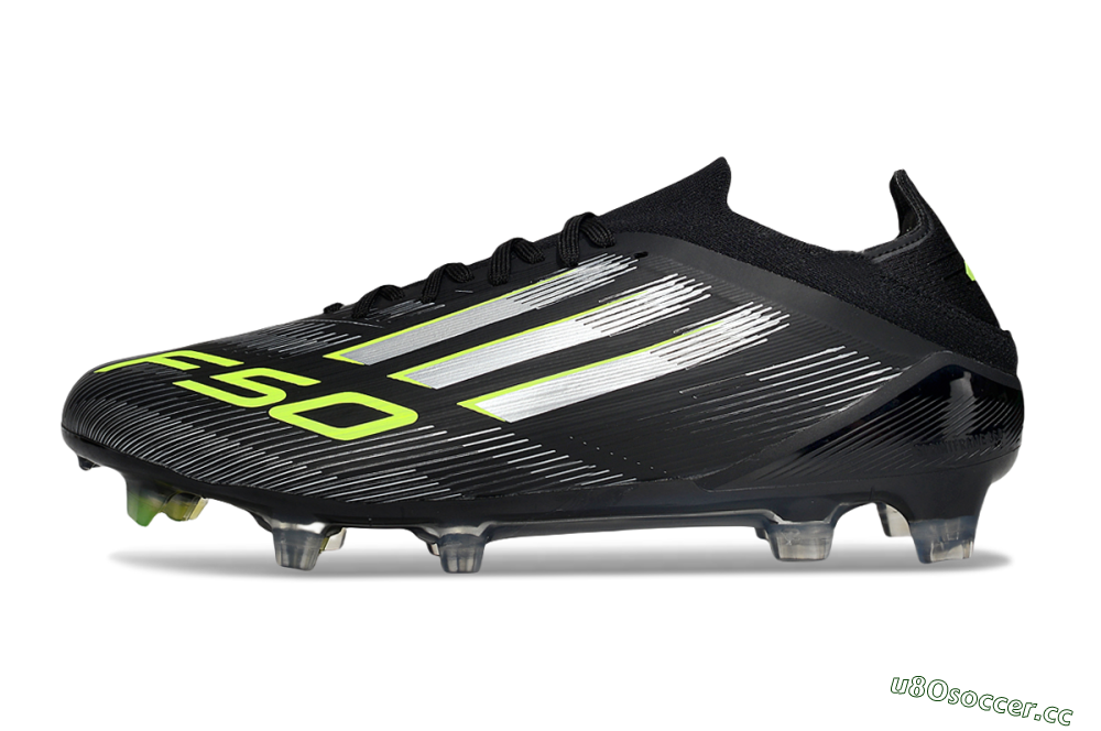 Men's Adidas F50 Elite FG Firm Ground Low-Tops Football Boots - Black/Silver/Yellow 0