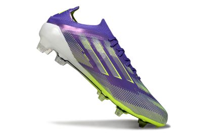 Men's Adidas F50 Elite FG Firm Ground Low-Tops Football Boots - Purple/Silver/Yellow