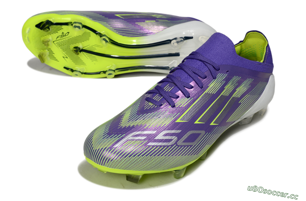 Men's Adidas F50 Elite FG Firm Ground Low-Tops Football Boots - Purple/Silver/Yellow 3