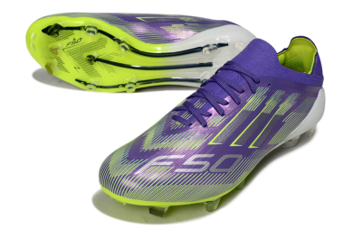 Men's Adidas F50 Elite FG Firm Ground Low-Tops Football Boots - Purple/Silver/Yellow
