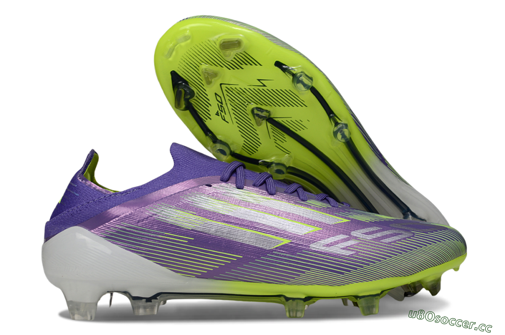 Men's Adidas F50 Elite FG Firm Ground Low-Tops Football Boots - Purple/Silver/Yellow 2