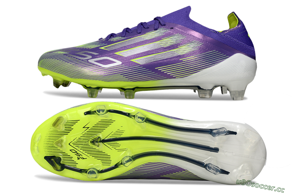 Men's Adidas F50 Elite FG Firm Ground Low-Tops Football Boots - Purple/Silver/Yellow 1