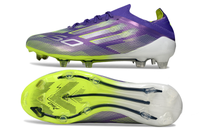 Men's Adidas F50 Elite FG Firm Ground Low-Tops Football Boots - Purple/Silver/Yellow