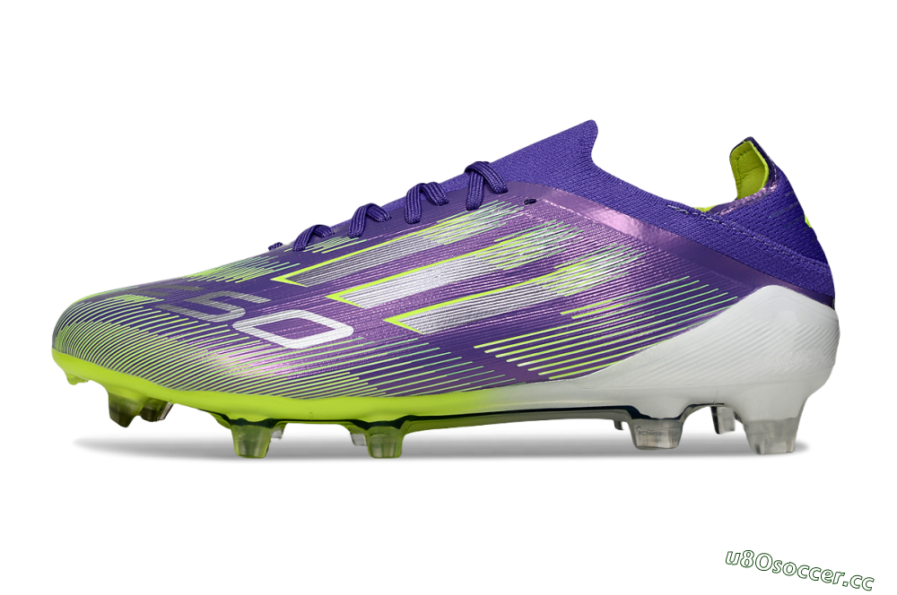 Men's Adidas F50 Elite FG Firm Ground Low-Tops Football Boots - Purple/Silver/Yellow 0
