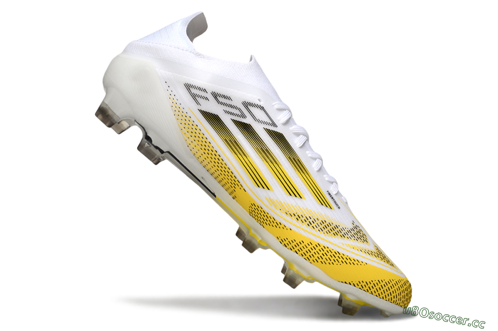 Men's Adidas F50 Elite FG Firm Ground Low-Tops Football Boots - White/Yellow/Black 4