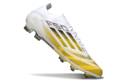 Men's Adidas F50 Elite FG Firm Ground Low-Tops Football Boots - White/Yellow/Black