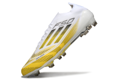 Men's Adidas F50 Elite FG Firm Ground Low-Tops Football Boots - White/Yellow/Black