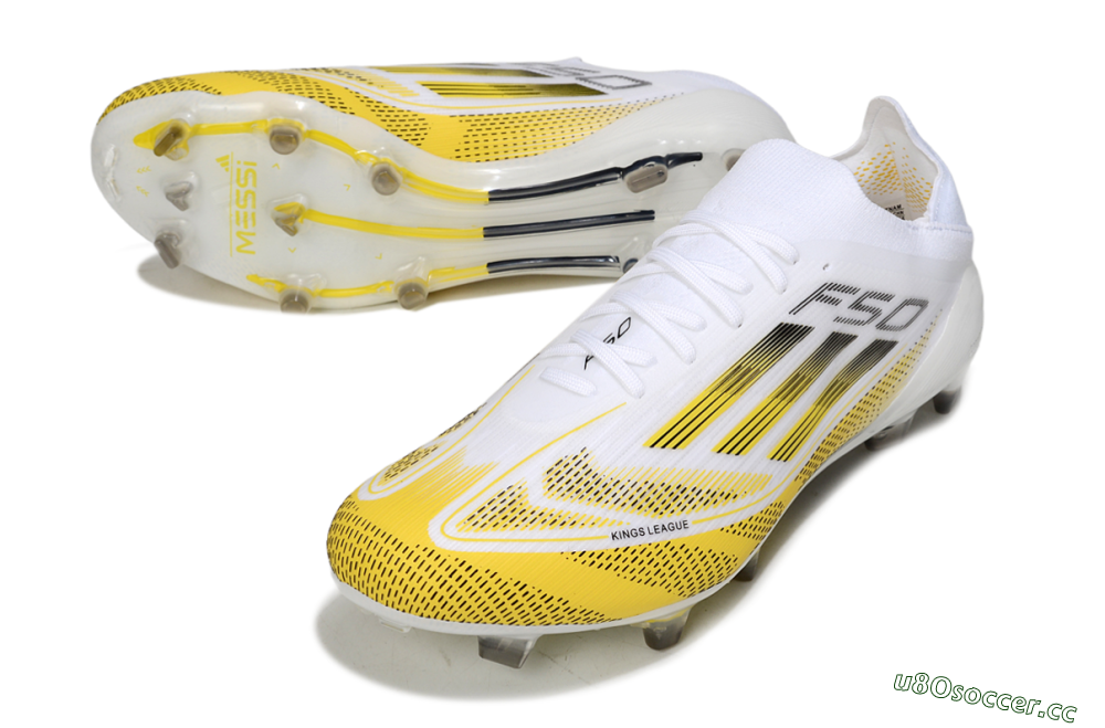 Men's Adidas F50 Elite FG Firm Ground Low-Tops Football Boots - White/Yellow/Black 3