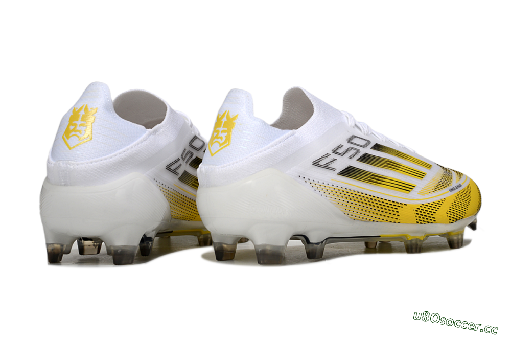 Men's Adidas F50 Elite FG Firm Ground Low-Tops Football Boots - White/Yellow/Black 6