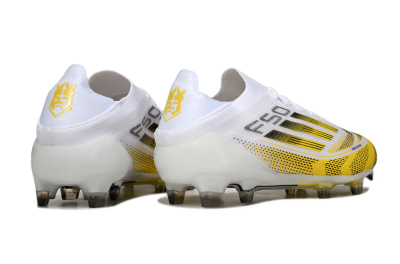 Men's Adidas F50 Elite FG Firm Ground Low-Tops Football Boots - White/Yellow/Black