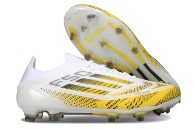 Men's Adidas F50 Elite FG Firm Ground Low-Tops Football Boots - White/Yellow/Black