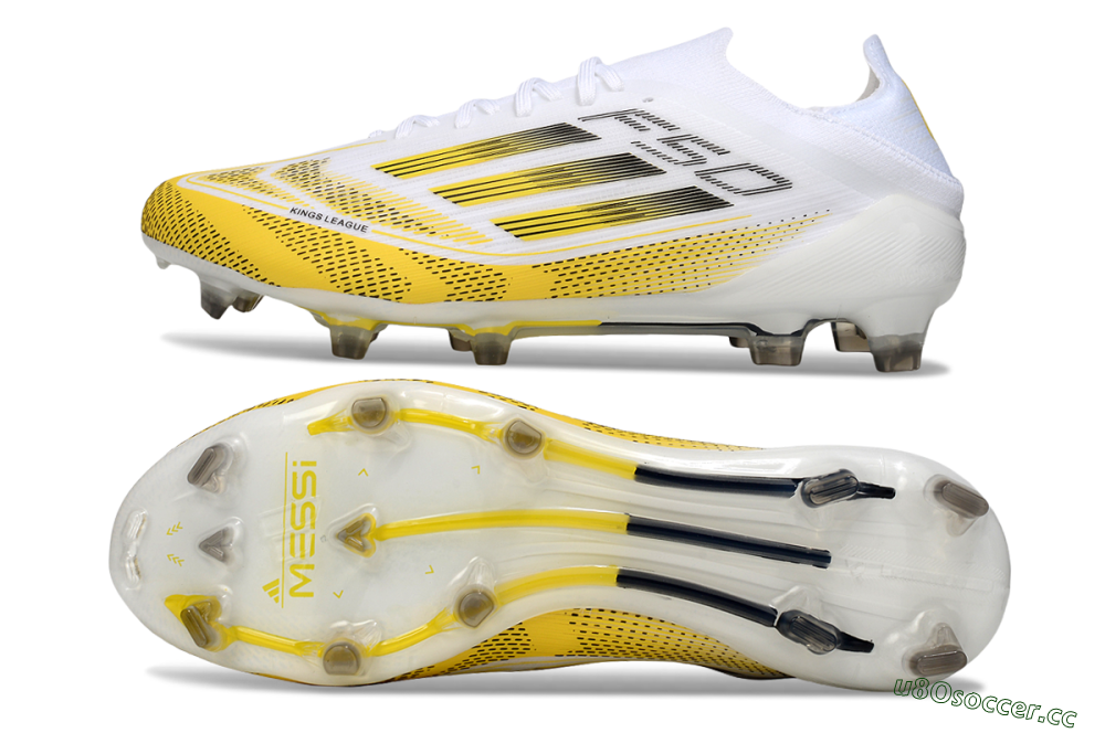 Men's Adidas F50 Elite FG Firm Ground Low-Tops Football Boots - White/Yellow/Black 1