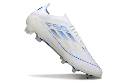Men's Adidas F50 Elite FG Firm Ground Low-Tops Football Boots - White/Blue