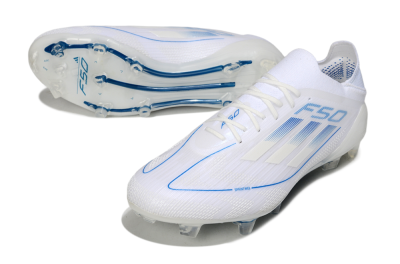 Men's Adidas F50 Elite FG Firm Ground Low-Tops Football Boots - White/Blue