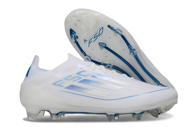 Men's Adidas F50 Elite FG Firm Ground Low-Tops Football Boots - White/Blue