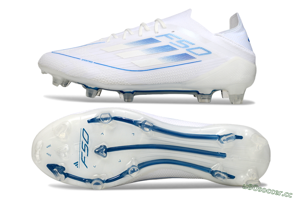 Men's Adidas F50 Elite FG Firm Ground Low-Tops Football Boots - White/Blue 1