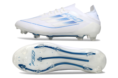 Men's Adidas F50 Elite FG Firm Ground Low-Tops Football Boots - White/Blue