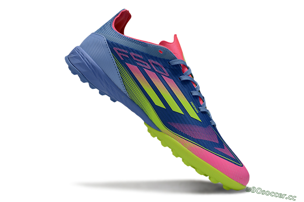 Unisex Adidas F50 Pro TF Artificial Turf Low-Tops Football Shoes - Blue/Yellow/Pink 5