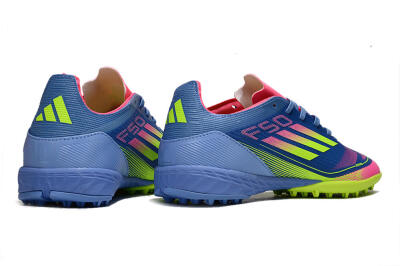 Unisex Adidas F50 Pro TF Artificial Turf Low-Tops Football Shoes - Blue/Yellow/Pink