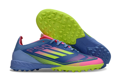 Unisex Adidas F50 Pro TF Artificial Turf Low-Tops Football Shoes - Blue/Yellow/Pink