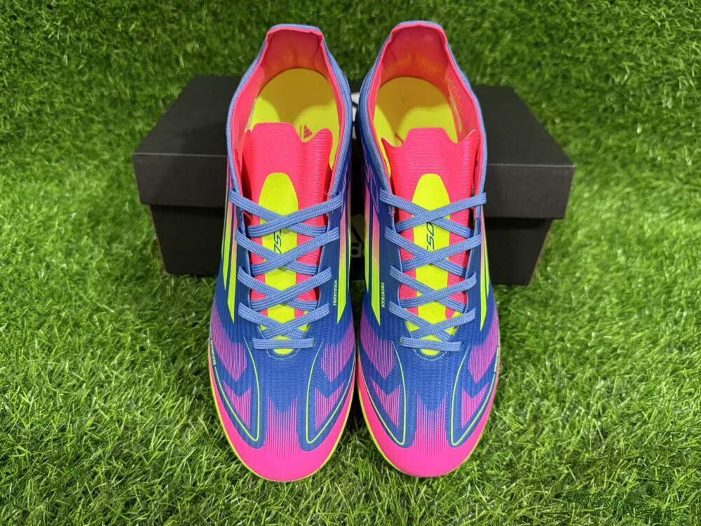 Unisex Adidas F50 Pro TF Artificial Turf Low-Tops Football Shoes - Blue/Yellow/Pink