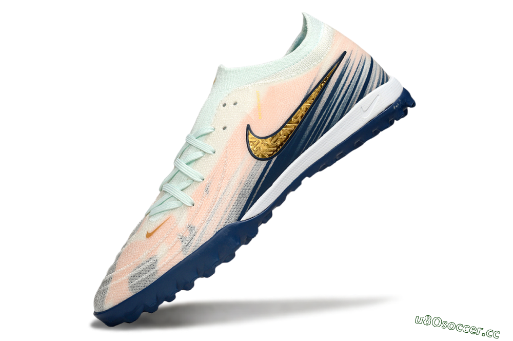 Men's Nike Phantom GX 2 Elite TF Artificial Turf Low-Tops Football Shoes - Pink/Blue/Gold 5