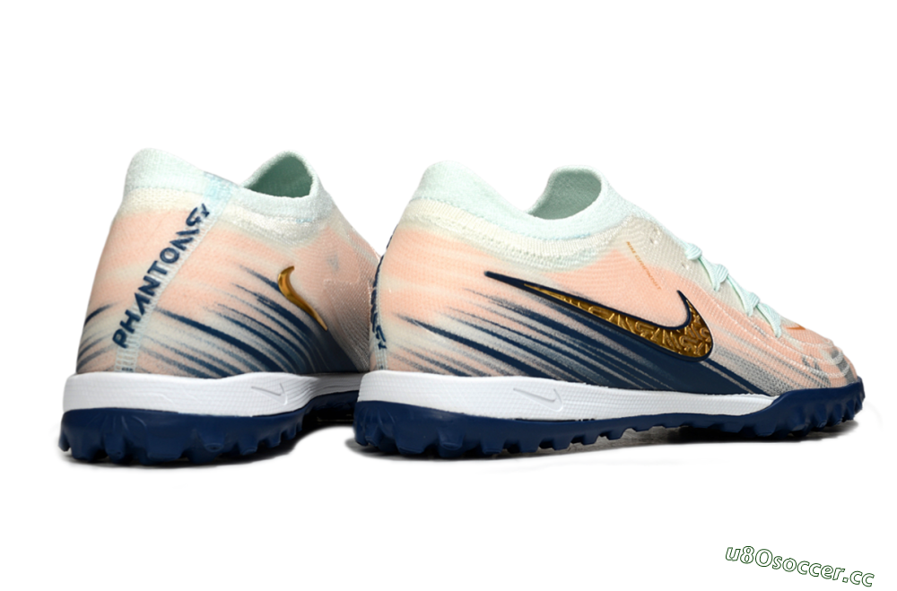 Men's Nike Phantom GX 2 Elite TF Artificial Turf Low-Tops Football Shoes - Pink/Blue/Gold 6