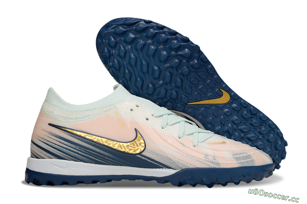 Men's Nike Phantom GX 2 Elite TF Artificial Turf Low-Tops Football Shoes - Pink/Blue/Gold 2