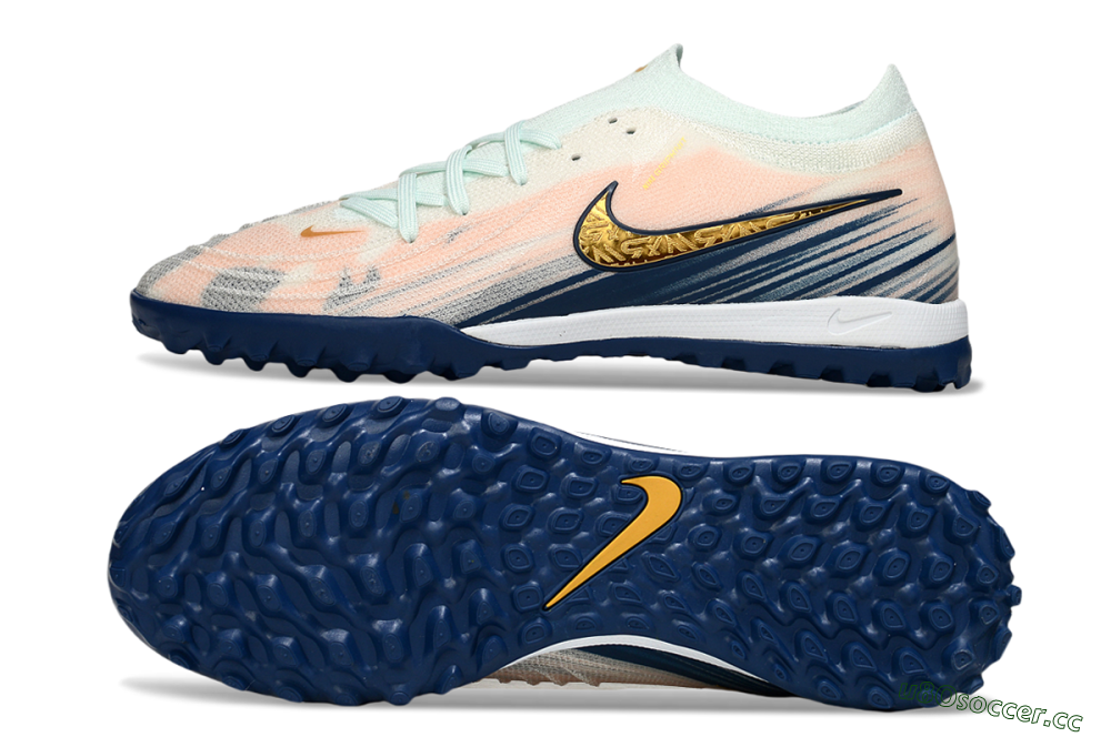 Men's Nike Phantom GX 2 Elite TF Artificial Turf Low-Tops Football Shoes - Pink/Blue/Gold 1