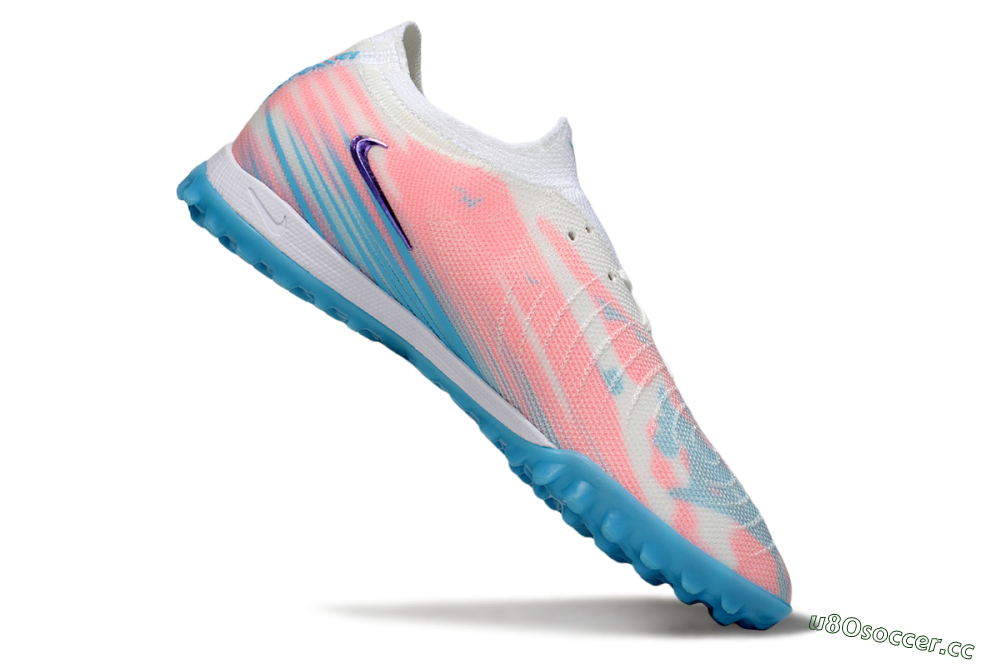 Men's Nike Phantom GX 2 Elite TF Artificial Turf Low-Tops Football Shoes - White/Pink/Blue 4