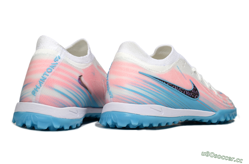 Men's Nike Phantom GX 2 Elite TF Artificial Turf Low-Tops Football Shoes - White/Pink/Blue 6