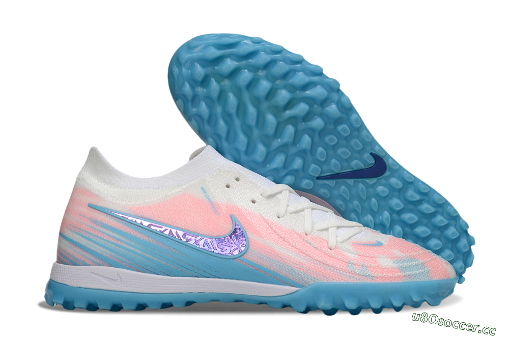 Men's Nike Phantom GX 2 Elite TF Artificial Turf Low-Tops Football Shoes - White/Pink/Blue 2