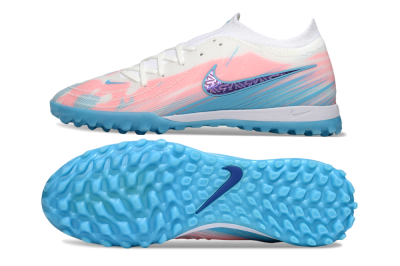 Men's Nike Phantom GX 2 Elite TF Artificial Turf Low-Tops Football Shoes - White/Pink/Blue