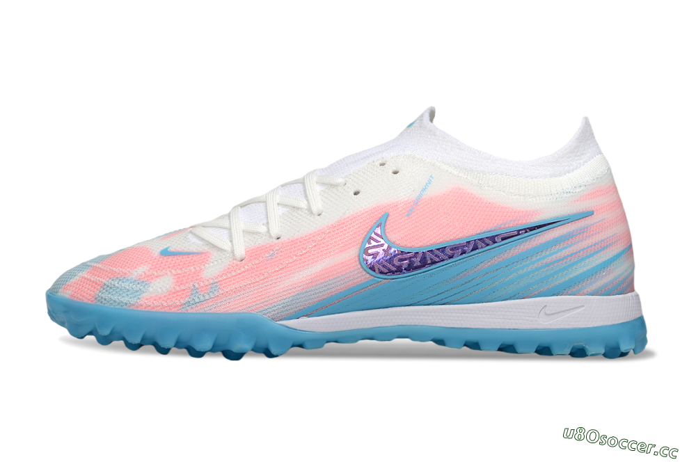 Men's Nike Phantom GX 2 Elite TF Artificial Turf Low-Tops Football Shoes - White/Pink/Blue 0