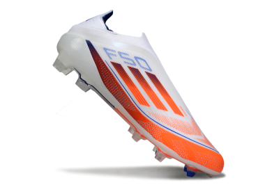 Men's Adidas F50 Elite Laceless FG Firm Ground Low-Tops Football Boots - White/Red/Blue