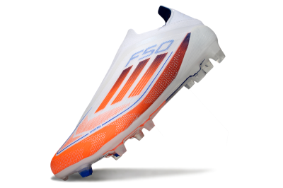 Men's Adidas F50 Elite Laceless FG Firm Ground Low-Tops Football Boots - White/Red/Blue