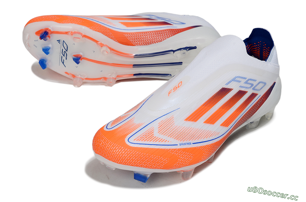 Men's Adidas F50 Elite Laceless FG Firm Ground Low-Tops Football Boots - White/Red/Blue 3