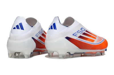 Men's Adidas F50 Elite Laceless FG Firm Ground Low-Tops Football Boots - White/Red/Blue