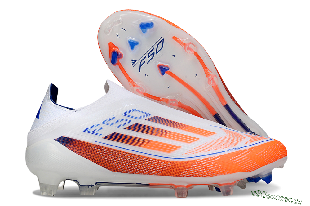 Men's Adidas F50 Elite Laceless FG Firm Ground Low-Tops Football Boots - White/Red/Blue 2