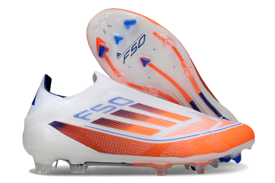 Men's Adidas F50 Elite Laceless FG Firm Ground Low-Tops Football Boots - White/Red/Blue